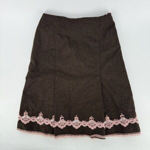 Express Y2K Wool Sequin Embroidered Lacey Beaded Bottom Skirt